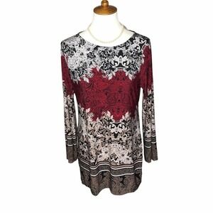 Coco Bianco Tunic Top Women's M Boho Floral Blouse Bell Sleeve Romantic